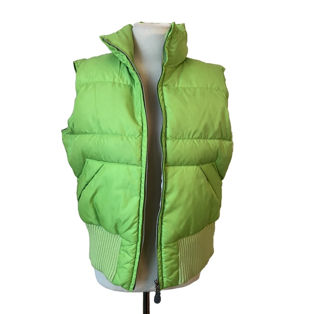 Vtg Tommy Hilfiger Downβ Feather Vest Large Green Puffer Y2k Grannycore